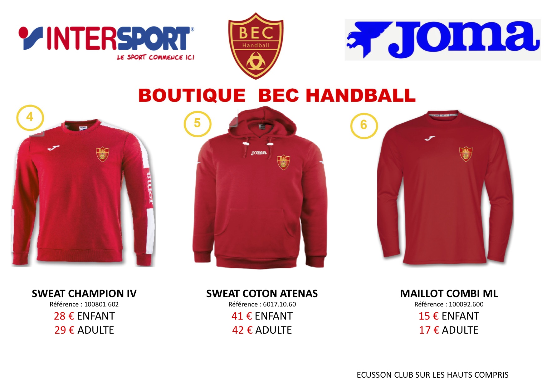 BOUTIQUE BEC HAND 2018-2019 prix VENTE et tailles
