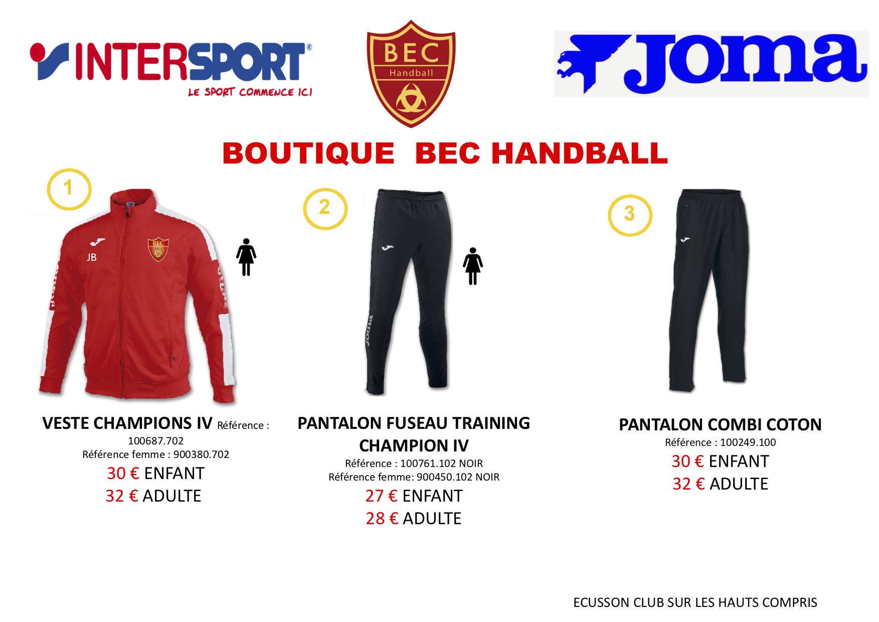 BOUTIQUE BEC HAND 2018-2019 prix VENTE et tailles